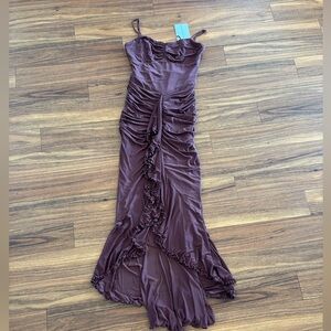 Burgundy Ruched Women's Dress